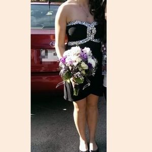 Black strapless dress